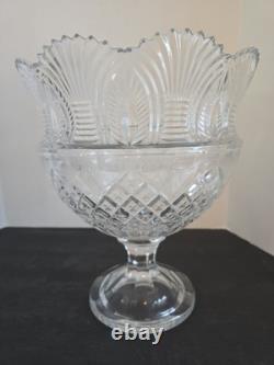 Vtg Godinger Large Heavy Crystal Cut Pedestal Punch Compote Centerpce Bowl 12T