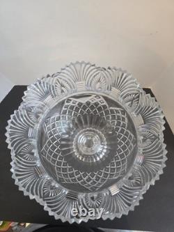 Vtg Godinger Large Heavy Crystal Cut Pedestal Punch Compote Centerpce Bowl 12T