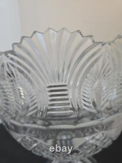 Vtg Godinger Large Heavy Crystal Cut Pedestal Punch Compote Centerpce Bowl 12T