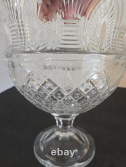 Vtg Godinger Large Heavy Crystal Cut Pedestal Punch Compote Centerpce Bowl 12T