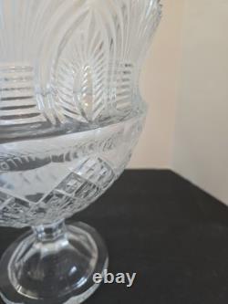 Vtg Godinger Large Heavy Crystal Cut Pedestal Punch Compote Centerpce Bowl 12T
