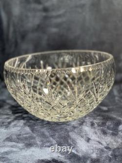 Vtg Heavy 10 Lb Cut Crystal Punch Bowl 11 Diamond Fan Thumbprint Centerpiece