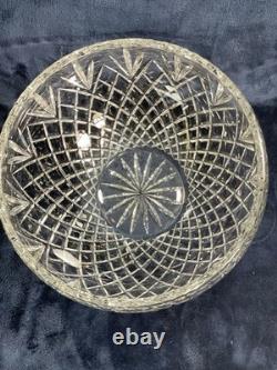 Vtg Heavy 10 Lb Cut Crystal Punch Bowl 11 Diamond Fan Thumbprint Centerpiece