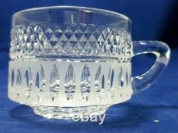 Vtg Heavy Crystal Punch Bowl Lid 11 Cups Ladle Diamond Vertical Cuts W Germany