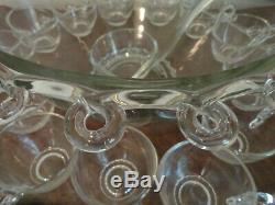Vtg Heisey Lariat Large Punch Bowl Underplate And 12 Cups Check Shipping Options