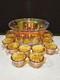 Vtg. Indiana Glass Iridescent Harvest Gold Carnival Glass Punch Bowl 13 pc. Set