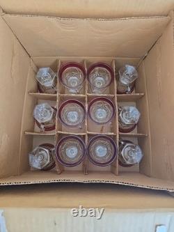 Vtg Indiana Glass Lexington Crown Ruby Punch Bowl Set 12 Footed Cups, Ladle, Box