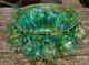 Vtg Indiana Harvest Grape Carnival Glass Iridescent Green Punch Bowl Set w Hooks