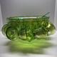 Vtg Indiana Harvest Grape Carnival Glass Iridescent Green Punch Bowl Set w Hooks