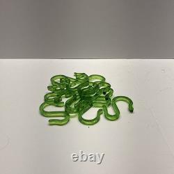 Vtg Indiana Harvest Grape Carnival Glass Iridescent Green Punch Bowl Set w Hooks