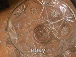 Vtg L. E. Smith Glass Galaxy Punch Bowl Set 12 Cups & Ladle Pinwheel Stars MCM
