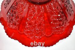 Vtg L. G. WRIGHT Red Daisy Glass Punch Bowl 12 Cups Underplate Tray Platter EAPG