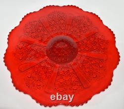 Vtg L. G. WRIGHT Red Daisy Glass Punch Bowl 12 Cups Underplate Tray Platter EAPG