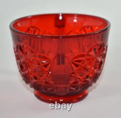 Vtg L. G. WRIGHT Red Daisy Glass Punch Bowl 12 Cups Underplate Tray Platter EAPG