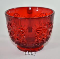 Vtg L. G. WRIGHT Red Daisy Glass Punch Bowl 12 Cups Underplate Tray Platter EAPG