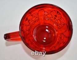 Vtg L. G. WRIGHT Red Daisy Glass Punch Bowl 12 Cups Underplate Tray Platter EAPG