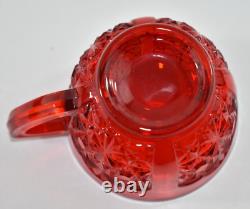 Vtg L. G. WRIGHT Red Daisy Glass Punch Bowl 12 Cups Underplate Tray Platter EAPG