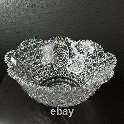 Vtg LARGE Clear Glass Punch Serving Bowl Daisy Button 16.5 Ex-Large