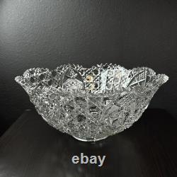 Vtg LARGE Clear Glass Punch Serving Bowl Daisy Button 16.5 Ex-Large