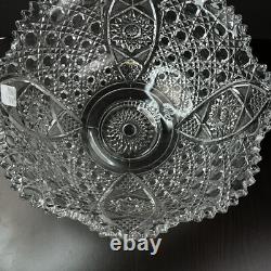 Vtg LARGE Clear Glass Punch Serving Bowl Daisy Button 16.5 Ex-Large