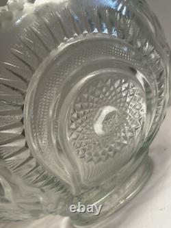 Vtg LE Smith EAPC Glass Punch Bowl Set & 18 Cups & Ladle Pinwheel & Stars NOS