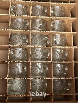 Vtg LE Smith EAPC Glass Punch Bowl Set & 18 Cups & Ladle Pinwheel & Stars NOS
