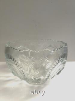 Vtg LE Smith EAPC Glass Punch Bowl Set & 18 Cups & Ladle Pinwheel & Stars NOS