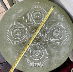 Vtg LE Smith Pinwheels & Stars Press Cut Glass Punch Bowl Set 13 cup ladle 23x7