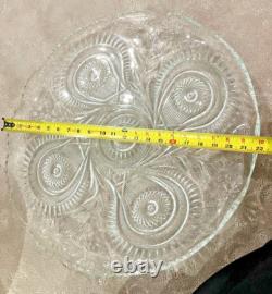 Vtg LE Smith Slewed Horseshoe Radiant Daisy Pinwheel & Star Punch Bowl Set 1930s