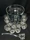 Vtg Mid-Century Modern WEST VIRGINIA GLASS SPECIALTY PUNCH BOWL SET CUPS LADLE