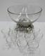 Vtg. Pitman-Dreitzer c1960s Clear Glass Punch Bowl Silver Tone Stand & 12 Cups