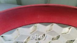 Vtg Punch Bowl Set Diamond Cut with Cranberry Rim 13 pcs