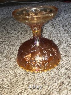 Vtg Rare Millersburg Multi-fruits Marigold carnival glass punch bowl w 9 Cups