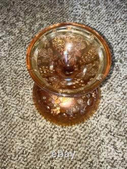 Vtg Rare Millersburg Multi-fruits Marigold carnival glass punch bowl w 9 Cups