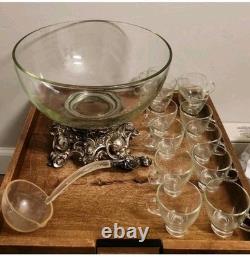 Vtg SILVER ELEGANCE 15pc PUNCH BOWL 12 Cups PITMAN DREITZER COLONY 1545 Complete