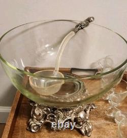 Vtg SILVER ELEGANCE 15pc PUNCH BOWL 12 Cups PITMAN DREITZER COLONY 1545 Complete