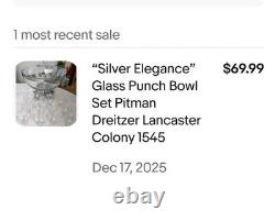 Vtg SILVER ELEGANCE 15pc PUNCH BOWL 12 Cups PITMAN DREITZER COLONY 1545 Complete