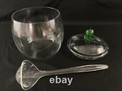 Vtg Sussmuth Hand Blown Crystal Punch Bowl Set Germany Clear Green Handles 15 Pc