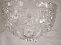 Vtg. Tiffin-Franciscan Royal Pattern 12 Clear Glass Punch Bowl With Ladle USED