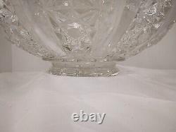 Vtg. Tiffin-Franciscan Royal Pattern 12 Clear Glass Punch Bowl With Ladle USED