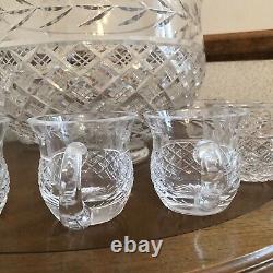 WATERFORD CRYSTAL GLANDORE PUNCH BOWL With 12 WATERFORD PUNCH CUPS IRELAND