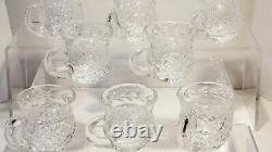 WATERFORD CRYSTAL GLANDORE PUNCH BOWL with 10 WATERFORD PUNCH CUPS IRELAND