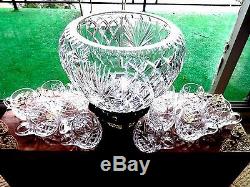 Waterford Crystal Punch Bowl +12 Matching Cups, Wedding Gift, 1964