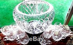 Waterford Crystal Punch Bowl +12 Matching Cups, Wedding Gift, 1964