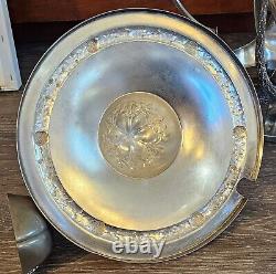 WMF LARGE SILVER PLATED PUNCH BOWL with OG CRYSTAL CUT GLASS LINER & LADLE-#148