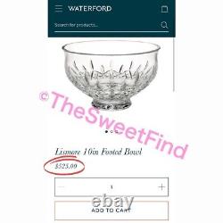Waterford Crystal Lismore Footed Bowl 10 8-LB Punch Bowl MSRP-$525 UNUSED EXLNT