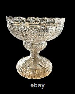 Waterford Crystal Punch Bowl Master Cutter 2 Piece Pedestal