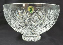 Waterford Ludlow Pattern Lead Crystal Punch Bowl 9.75x6 Inch Ireland Sticker C12