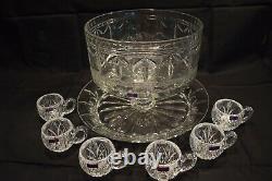 Waterford Marquis Crystal Finley 3 In 1 Cake Plate & Dome/punch Bowl Plus Cups