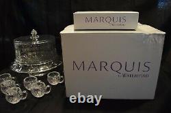 Waterford Marquis Crystal Finley 3 In 1 Cake Plate & Dome/punch Bowl Plus Cups